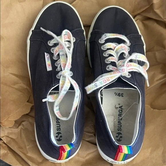 Superga Dark Canvas Sneakers with Colorful Details - Picture 4 of 5